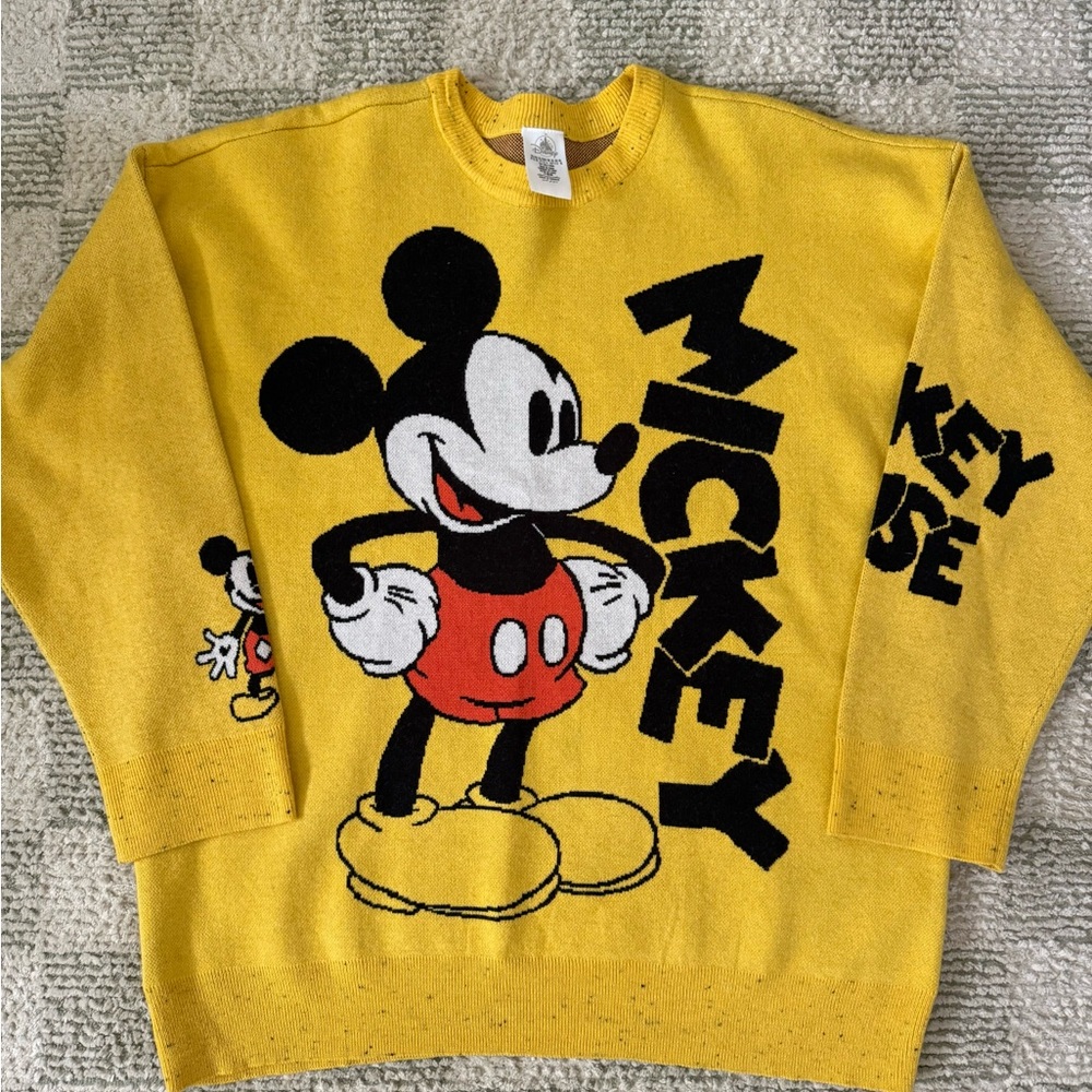 Disney Mickey Mouse Bright Yellow Crewneck Sweater
